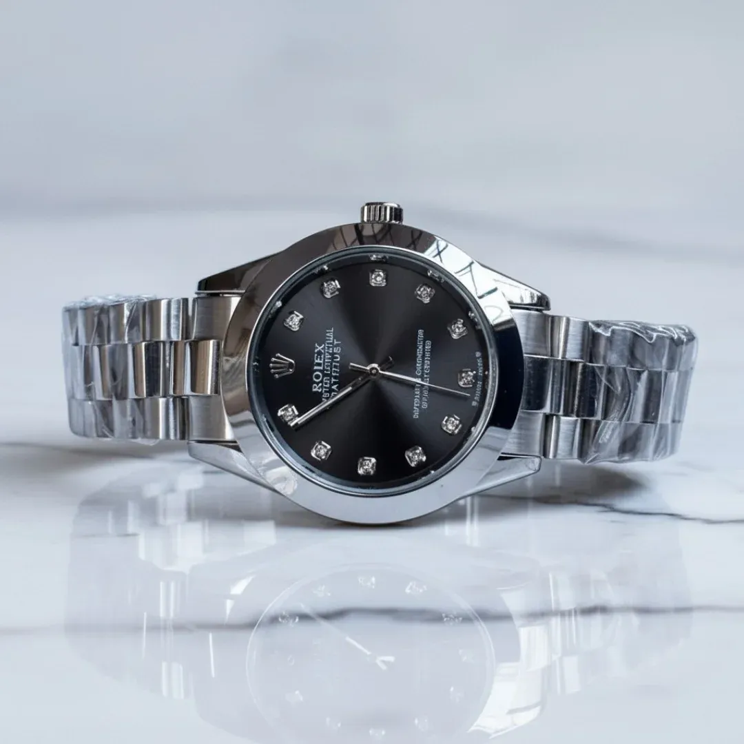 RLX Plain Semi-Automatic Silver Chain Watch – Luxury Stainless Steel Men’s Wristwatch